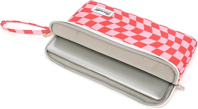 15.6-inch Notebook case, Waterproof and Shockproof Protective Computer case, can be Used to Cover Shopping cart Cases. The Notebook is Compatible with Lenovo, ASUS and HP (New Pink Checker)