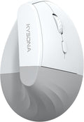 KYSONA EM18 Wireless Ergonomic Vertical Mouse, Ergo Design, Bluetooth Cordless Mouse for Medium/Large Hands, Silent Click, 5-Level Adjustable DPI, Carpal Tunnel Mice for Computer/PC/Mac/Laptop, White