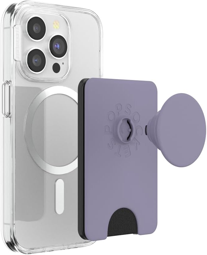 PopSockets Phone Wallet for MagSafe, Phone Card Holder with Grip, Purple - Dusk