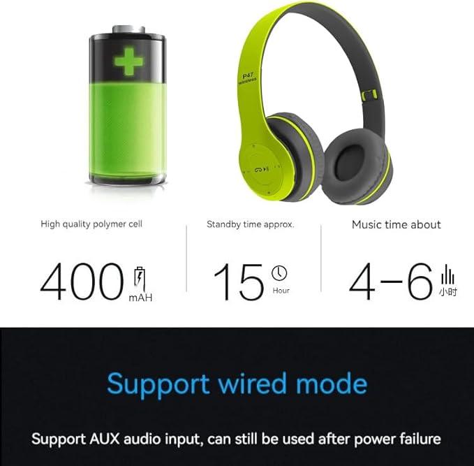 Upgraded Hybrid Active Headphones with Transparent Modes Playtime Wireless Bluetooth with Mic Deep Bass Soft-Earpads Fast Charging-Green
