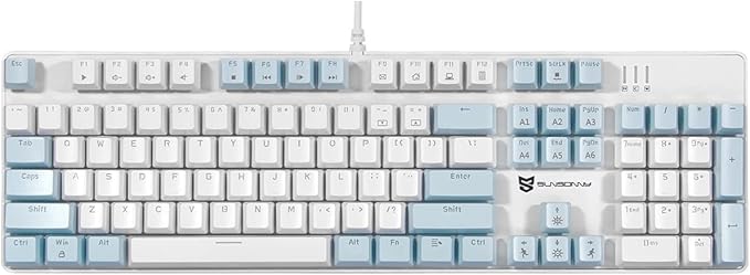 Qisan 104 Mechanical Keyboard for Gaming | Large Size USB White Backlit Gaming Keyboard Wired | US Layout Brown Switches Hot Swappable Mechanical Clicky Keyboards Compatible with PC & Laptop
