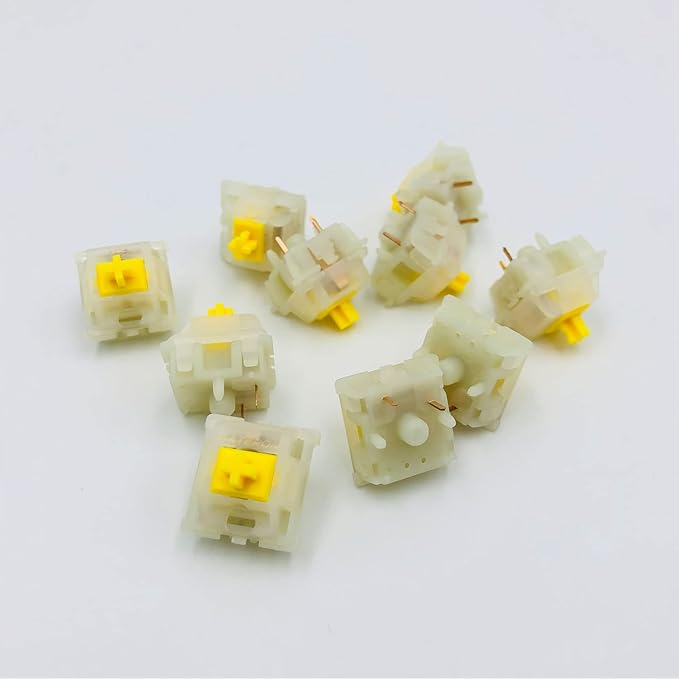 GATERON Milky Yellow Pro V2 Pre-lubed 5 Pin 50gf LED RGB Linear Switches for MX Mechanical Keyboard (110 Pcs, Milky Yellow Pro V2)