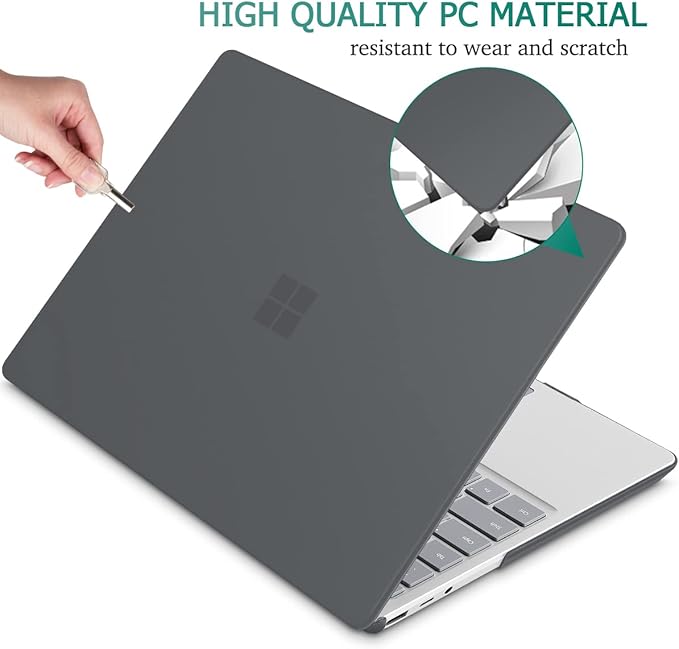 May Chen Compatible with Microsoft Surface Laptop Go 3 Go 2 Go 1 12.4 Inch Model 1943 2013 (2023 2022 2020 Release), Plastic Hard Shell Case with Screen Protector + Keyboard Cover, Matte Black