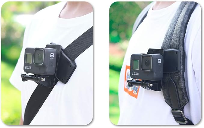 Backpack Strap Mount Quick Clip Mount Compatible with Gopro Hero 13/12/11/10/9/8/7/6(2018)/5 Black,DJI Osmo Action 5 pro/4/3/2 and More