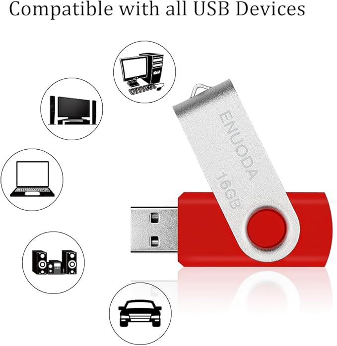 16GB Flash Drive 10 Pack ENUODA Thumb Drives 16GB Swivel Design USB 2.0 Memory Stick Jump Drive Pen Drive for Storage and Backup (10 Colors)