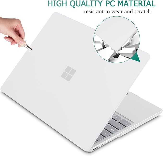 May Chen Compatible with Microsoft Surface Laptop Go 3 Go 2 Go 1 12.4 Inch Model 1943 2013 (2023 2022 2020 Release), Plastic Hard Shell Case with Screen Protector + Keyboard Cover, Matte Clear
