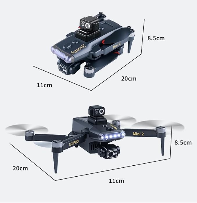 4K UHD Camera FPV Drone with 3-Axis Gimbal Obstacle Avoidance GPS Drone for Adults, Brushless Motor Auto Return RC Quadcopter with 5.5" Screen, Q3 PRO Mini 2 Lightweight Foldable Drones for Adult Beginners