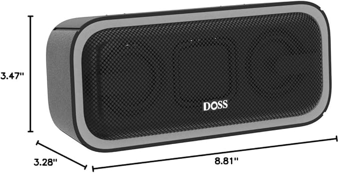 DOSS SoundBox Pro+ Bluetooth Speaker, Immersive 24W Stereo Sound with Booming Bass, IPX6 Waterproof, 15H Playtime, Mixed Colors Lights, Wireless for Backyard, Hiking, Garage, Party-Black