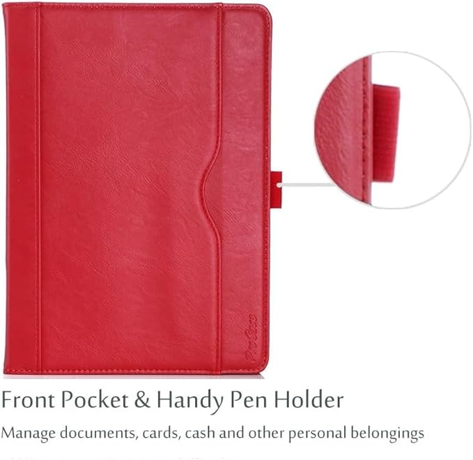 ProCase for iPad 9.7 Inch iPad 6th/5th Generation Case 2018 2017/iPad Air 2/Air 1 Case, Premium Leather Folio Corner Protection Multi-Angle Viewing Stand Cover with Front Pocket Pen Loop -Red