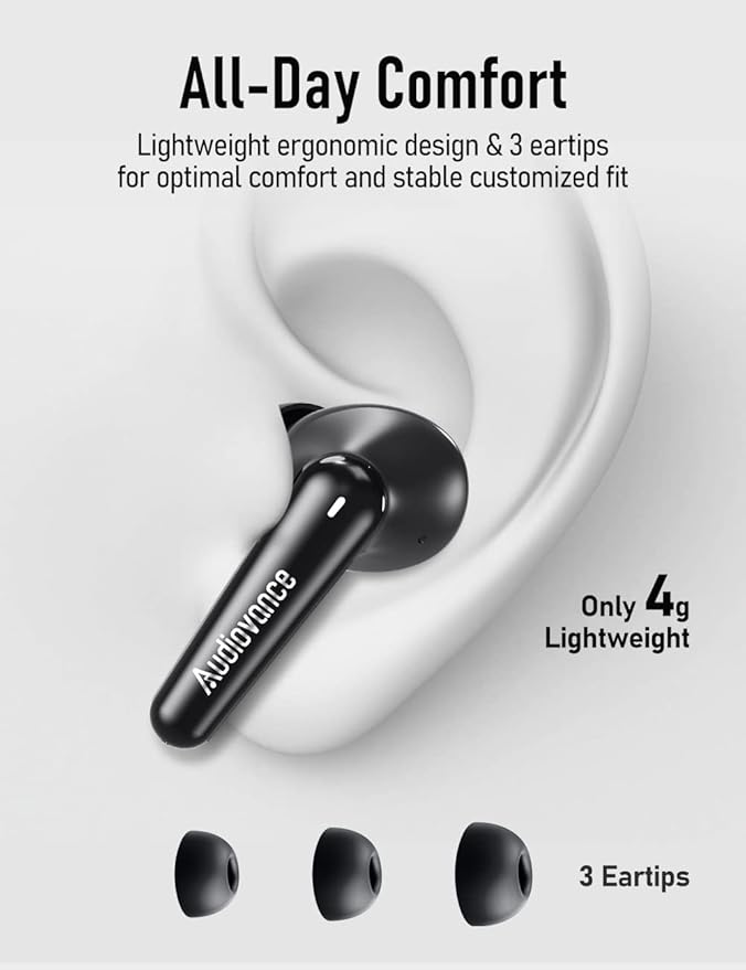 Audiovance Euphony 301 Wireless Earbuds Bluetooth Headphones for iPhone and Android, Premium Sound Wireless Ear Buds (EU301)