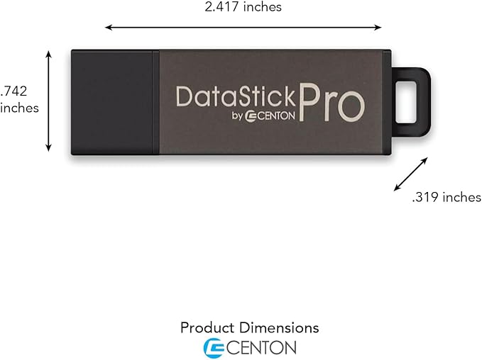 Centon DataStick Pro USB 3.0 Flash Drive 8GB x 1, Charcoal Metallic (S1-U3P31-8G)