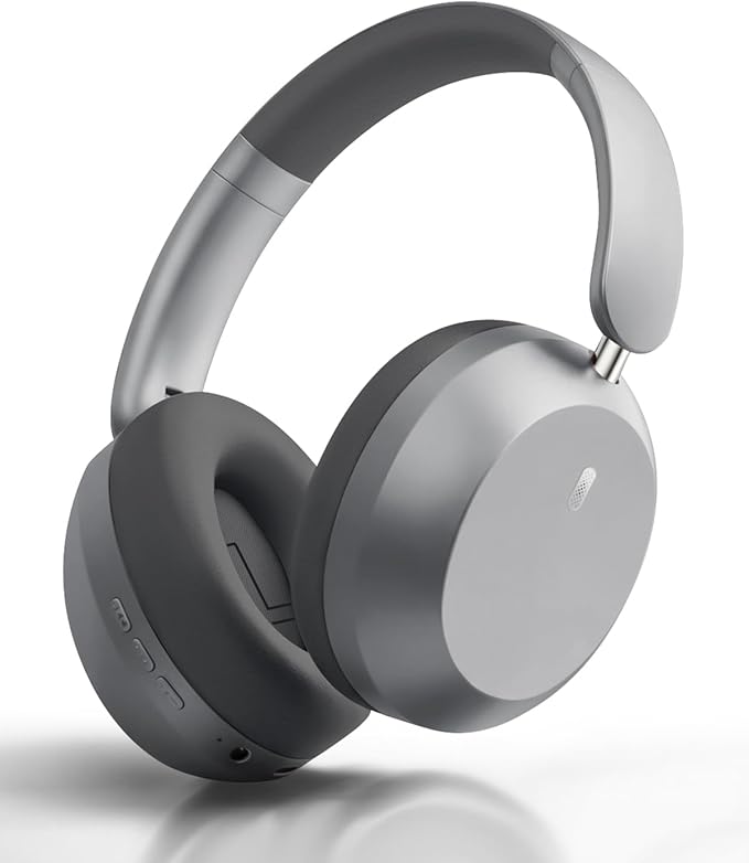 Wentronic Y05 Bluetooth Over-Ear Headphones with Active Noise Cancelling, Hi-Res Audio, 48H Playtime, Built-in Mic, Wired/Wireless, Works with iOS, Android & PC, Grey