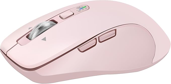 CITLLA Wireless Bluetooth Mouse (USB + BT1 + BT2), Full Size Mouse, 4-Way Scrolling, Multi-Device Silent for Computer, Laptop, iPad, MacBook (Pink)