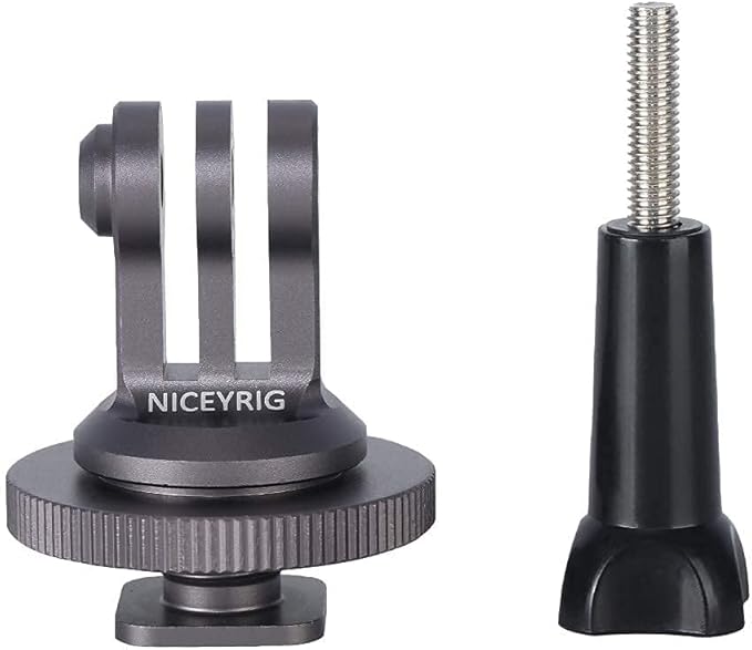 NICEYRIG Hot Shoe Mount Adapter for GoPro Hero 10/9/8/7/6/5, DJI Osmo Action, AKASO Brave 8/7/6 Applicable for Tripod Selfie Stick Monopod and DSLR Camera - 434