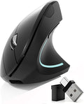 Bluetooth Mouse,Type-c and USB 2.4G Wireless Vertical Mouse Rechargeable Ergonomic Mouse, 800/1200 /1600 DPI, Buttons for Laptop, Desktop, PC, MacBook,Mac Computer (Black)