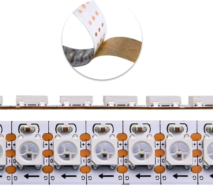 WS2812B RGB LED Strip, Individually Addressable LED Strip, Chasing Effects Dream Color 5050SMD 3.2FT 144 LED Pixel Strip Rope Light DC 5V (White PCB 3.2FT 144Pixels/m IP30)