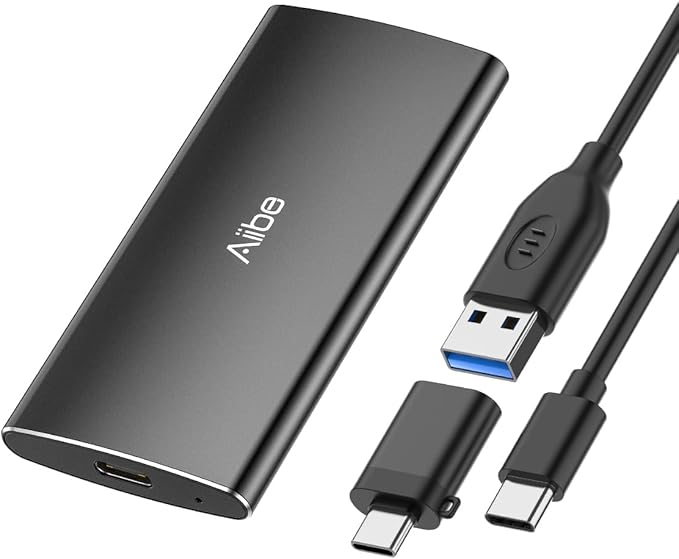 Aiibe 1TB External SSD USB C Portable SSD USB 3.2 Gen 2, Up to 1050MB/s, External Solid State Drive 1TB External Hard Drive for iPhone 17/16/15, Laptop (Black)