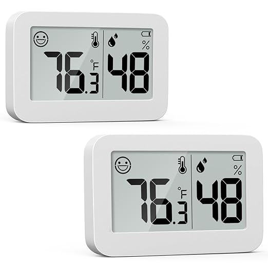 DOOMAY 2-Pack Mini Hygrometer Indoor Thermometer, Humidity Gauge with Switch (℃/℉), Humidity Meter Digital Temperature Monitor for Greenhouse Babyroom Cellar Reptile Incubator Closet