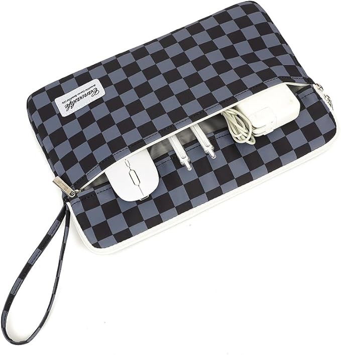 15.6-inch Notebook case, Waterproof and Shockproof Protective Computer case, can be Used to Cover Shopping cart Cases. The Notebook is Compatible with Lenovo, ASUS and HP (Black Checker)