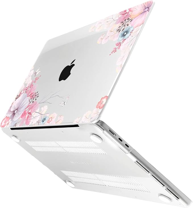 Batianda Premium Case for New MacBook Air 15 inch with M5 M4 M3 M2 Chip 2026 2025 2024 2023 Release, Designed Ultra-Slim Hardshell & Keyboard Cover & Screen Protector 4-in-1 Bundle, Lovely Flower