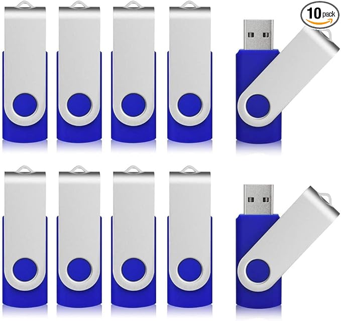 Aiibe 10 Pack 64GB USB Flash Drive 64 GB Flash Drive 64G USB 2.0 Memory Stick Thumb Drive Data Storage Jump Drives 64GB Zip Drives Wholesale/Lot/Bulk (Blue)