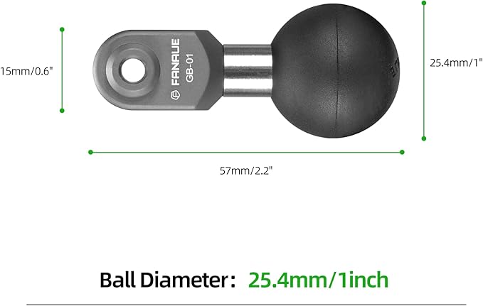 FANAUE GB-01 Action Camera Universal Ball Adapter Interface 1" Ball Assembly,Compatible with GOPRO Hero 9/10/11 and Other Brands of Action Cameras