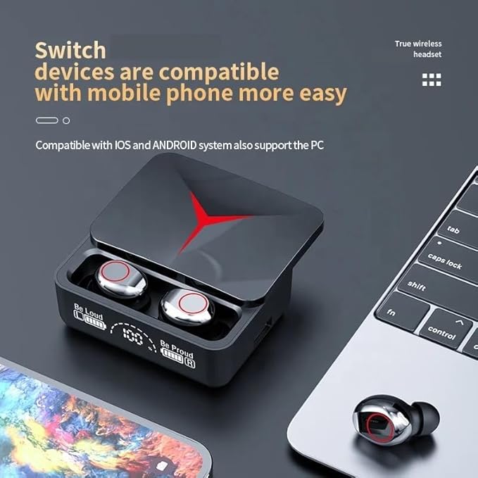 VIVIDUS Wireless Earbuds with Noise Canceling Mic, Bluetooth 5.3, Waterproof, Touch Control, LED Display, Gaming Headset, HD Call, Voice Assistant, HiFi Stereo Sound, 150 H, Wireless Earphone,, Black