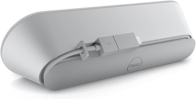 Dell SP3022 USB Computer Speaker for PC, Laptop, Monitor, Business Conference-Mini Soundbar Speakerphone, AI Noise Echo Cancellation, Full Duplex Audio, 2 x 1.8W, MS-Teams Certified - Platinum Silver