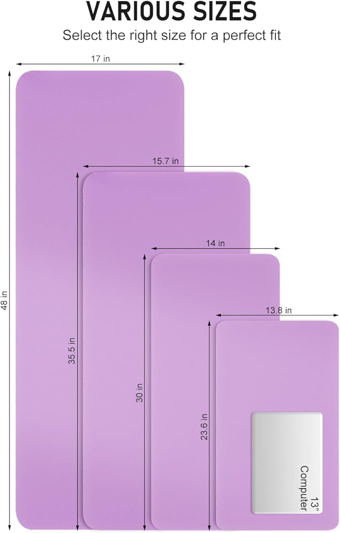 Desk Pad, 48" x 17" PU Leather Non-Slip Desk Mat Large Mouse Pad for Desktop, Waterproof Laptop Computer Writing Mat for Office, Home, Work, Gaming, Purple