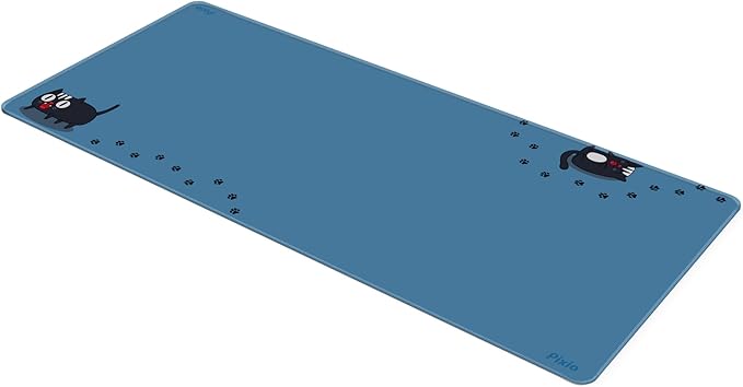 Pixio Mouse Pads - 36 x 16 inch XXL Deep Blue Cats Multifunctional Large Desk Mats for Gaming, Office, Desktop Anti-Slip Waterproof Washable Computer Mouse Mat