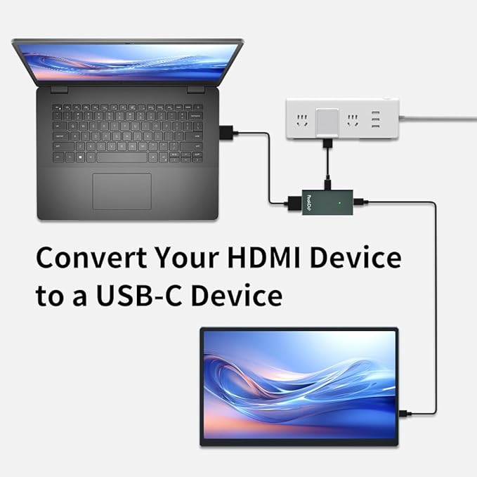 HDMI to USB C Adapter 4K@60Hz,HDMI to Type C Adapter for XREAL One/Air 2 Pro/Air 2,Viture Pro/One,RayNeo Air 2s,Rokid AR Glasses,Portable Monitor from PS5/4,Xbox,Laptop,PC,Dark Green