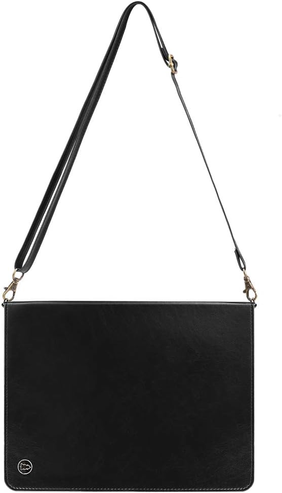 Handbag Case for iPad Pro 12.9-inch (4th/5th/6th Gen) & iPad Air 13" 2025/2024, Techcircle Folio Stand PU Leather Crossbody Wallet Case with Pencil Holder, Hand Strap & Shoulder Strap, Black