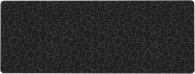 Black Leopard Print XL Large Mouse Pad with Stitched Edges Long Non-Slip Rubber Base Mousepad Laptop Keyboard Mat Desk Pad for Office Home Desk Decor, 31.5" X 11.8"