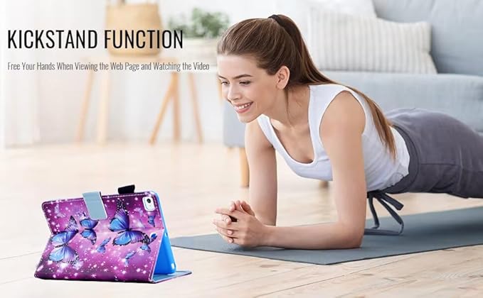 for iPad 9.7 inch Case iPad 6th/5th Generation Case 2018 2017, PU Leather Folio Stand Cute Cover for iPad 9.7 inch/iPad Pro 9.7/iPad Air 2/iPad Air 1, Auto Sleep/Wake, Sparkling Butterfly