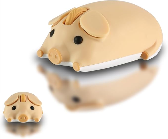 elec Space Cute Pig Design Wireless Mouse Dual Mode Bluetooth & USB Mouse, Silent Operation, Ergonomic, Perfect for Laptops & PCs, Ideal Gift for Animal Lovers and Family(Yellow)