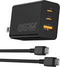 65W USB C Charger Block,3 Port GaN+ USB-C Wall Charger,100W PD Type C Multi Port Power Super Fast Charging Block Adapter&6FT Cable for Samsung Galaxy S26 Ultra/25/24,iPhone 17/16/15,iPad,MacBook