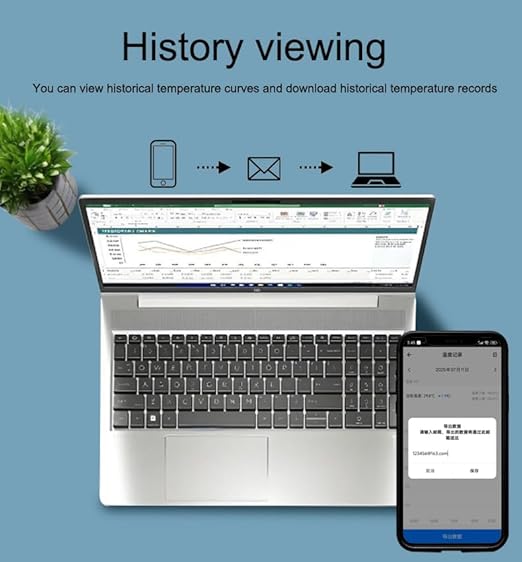 WiFi Refrigerator Thermometer: Digital Fridge Thermometer, LCD Display,App Notification, Remote App Monitor for Pool, Hot Tub, Fish Tank (Temperature)