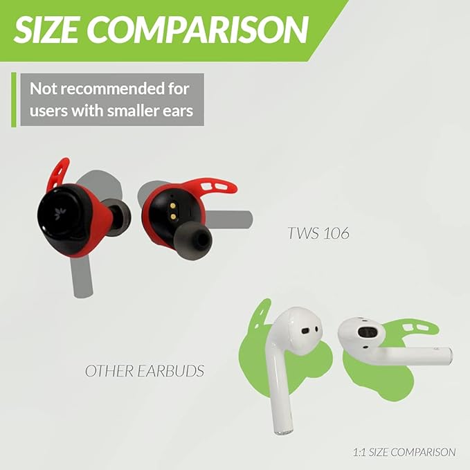 Avantree SweatProof Wireless Earbuds with Ear Fins for Secure Fit, Best for Running Sport Workout Exercise, Great Sound with aptX, IPX7, Bluetooth 5.0 Earphones w/ 120Hrs Long Playtime - TW106
