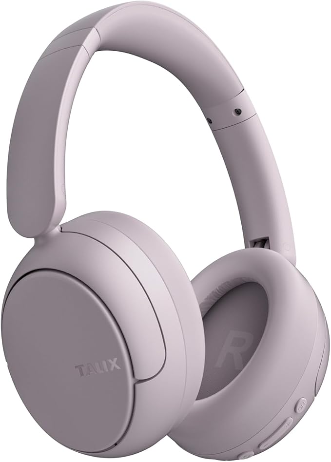 TALIX H30 Hybrid Active Noise Cancelling Headphones, 110H Playtime Hi-Res Audio Bluetooth 6.0 Wireless Over Ear ANC Headphones for Commute/Workout/Gym (Purple)