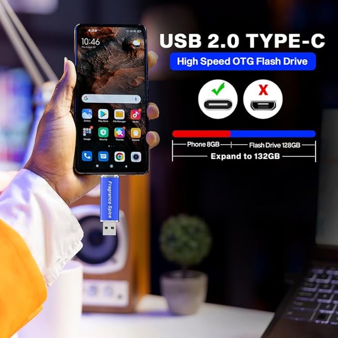 Smart Flash Drive for Android, USB Flash Drive 64GB – Compatible with Samsung USB, MacBook, Laptop, PC, and USB for iPhone Pictures - Portable High-Speed Memory Stick (Black, 64GB)