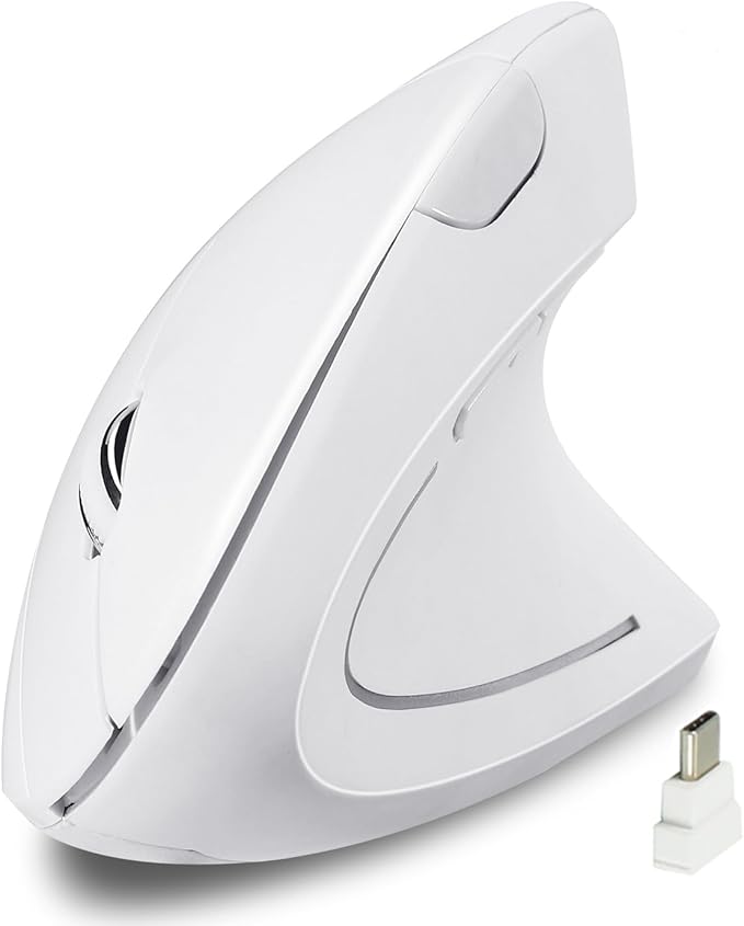 Type C Vertical Wireless Mouse, 2.4G USB C Wireless Mouse, Ergonomic Mouse with Type C Receiver for MacBook, Computer, Laptop and All Type C Devices (White)