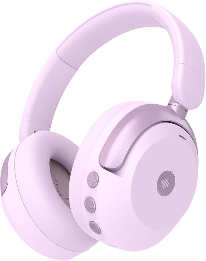 iClever BTH20 Active Noise Cancelling Headphones for Kids, 60H Play Time,Type C Fast Charging, Safe Volume 80dBA, Bluetooth5.4, Kids Headphones Wireless for iPad Tablet Airplane, Rose Pink