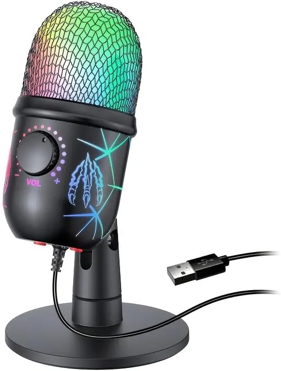 USB Gaming Microphone, RGB Condenser Mic for PC, Mac, PS4/PS5, Podcast Recording