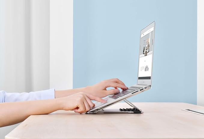 Portable Height Adjustable Folding Laptop Stand,Lightweight Anti-Slip Laptop Riser | Aluminum Notebook/Tablet Stand Compatible with MacBook Pro/Air,ipad Pro & Any Laptops