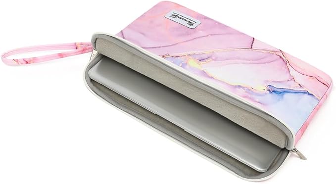 Canvaslife Laptop Sleeve Case Cover with Pocket for MacBook Pro 14 inch and 14 inch-14.4 inch HP, Lenovo, Dell, ASUS, Acer Notebook Computer (New Pink Marble)