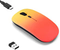 Wireless Bluetooth Mouse,LED Dual Mode Rechargeable Silent Slim Laptop Mouse,Portable(BT5.2+USB Receiver) Dual Mode Computer Mice,for Laptop,Desktop Computer,ipad Tablet,Phone,Mac(Rosy glow red)