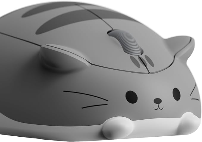 Akko Cat Theme Wireless Gaming Mouse Gray, Tri-Mode Mouse BT3.0/BT5.0/2.4G, Cute Optical Cordless Cartoon Mice for Computer/Laptop/Desktop/PC, Compatible with Mac/Win Gray Mimo