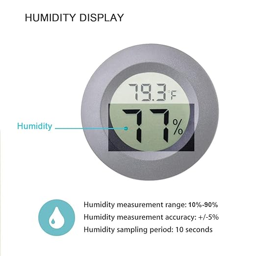 3pcs Mini Hygrometer Thermometer Indoor Outdoor Round Humidity Meter Fahrenheit Celsius Switchable Temperature Gauge Humidity Sensor Monitor for 3D Printer Reptile Jars