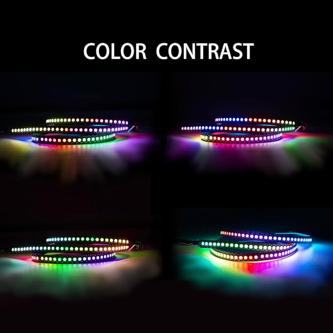 WS2812B RGB LED Strip, Individually Addressable LED Strip, Chasing Effects Dream Color 5050SMD 3.2FT 144 LED Pixel Strip Rope Light DC 5V (White PCB 3.2FT 144Pixels/m IP30)
