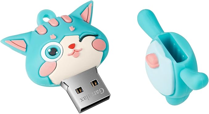 USB Flash Drives,Waterproof Silicone USB2.0 High Speed Thumb Memory Stick Pen Date Storage Pendrive U Disk (32GB,Green Cat)